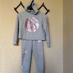 Converse Gray and Pink Star Hoodie and Joggers